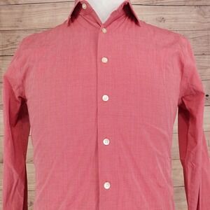 Express‎ 1MX Shirt Mens M Red Striped Long Sleeve Button-Up Extra Slim Fit